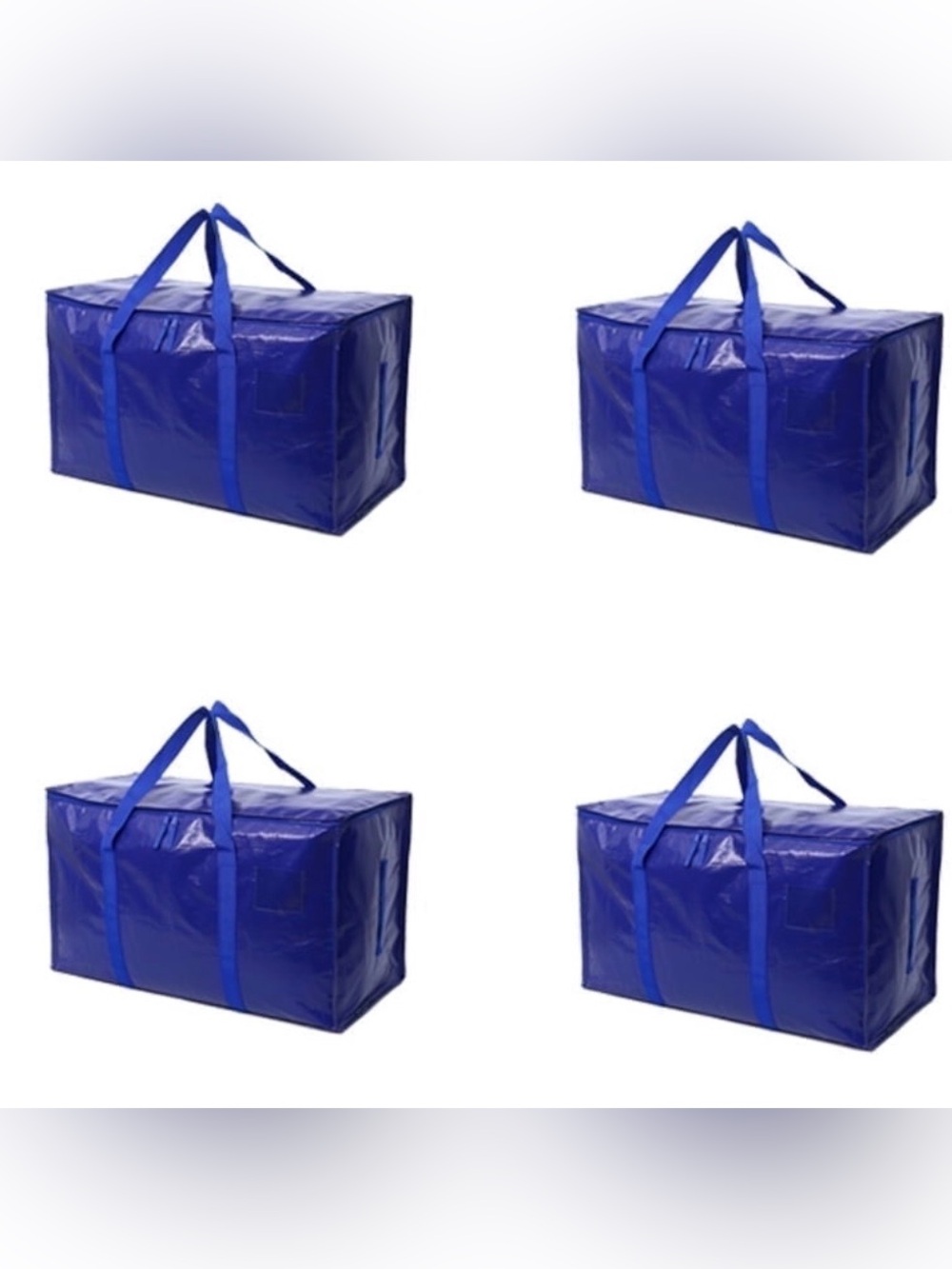 Set of 4 Blue Heavy-Duty XLarge Storage Tote Bags & 6 Shoe Bags with label slots